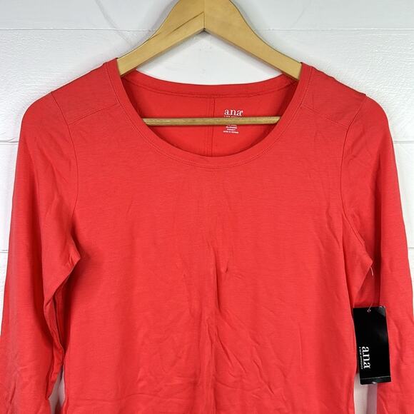 ANA Coral Scoop Neck Long Sleeve Tee‎ Shirt T Top Size Small - Picture 5 of 10